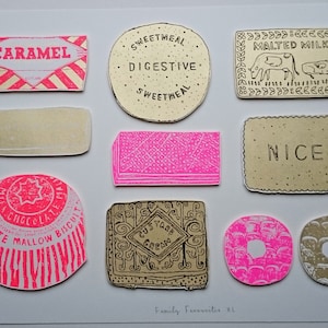 Family Favourites XL - A3 Biscuit Screenprint