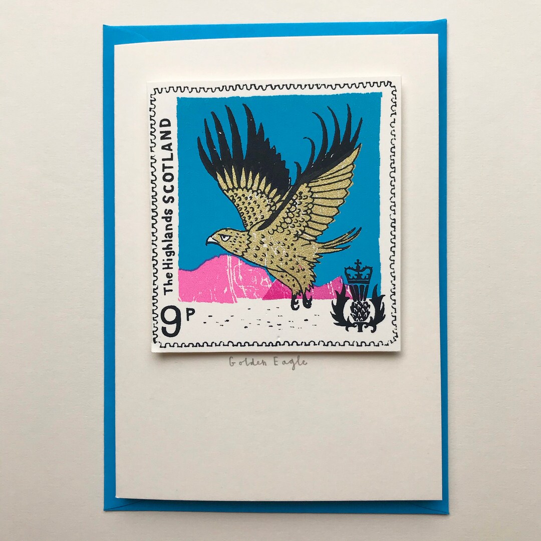 Bird Stamp Card Scottish/golden Eagle Stamp Etsy