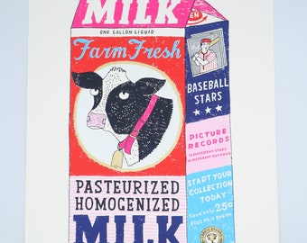 milk carton cow  screen print - 'Daisy's  Finest'