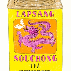 Vintage Lapsang Souchong tea tin screen print- A Soupcon of Lapsang Souchong