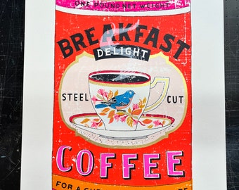 Bird/Coffee tin screen print - A Cup Beyond Compare