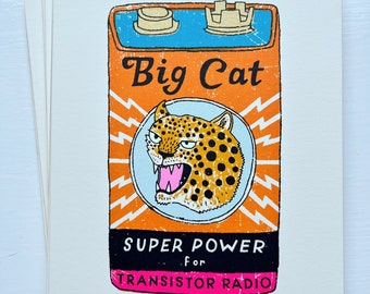 Big Cat Power - battery screen print