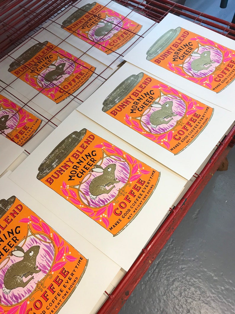 Bunny Blend Coffee Tin Screen Print - Morning Cheerful - Etsy