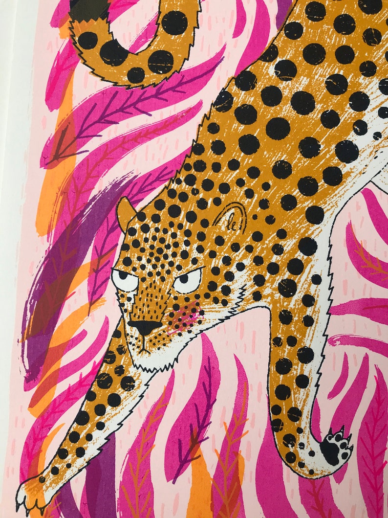Leopard screen print Kitty with Claws image 3
