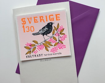 Swedish/ blackbird card