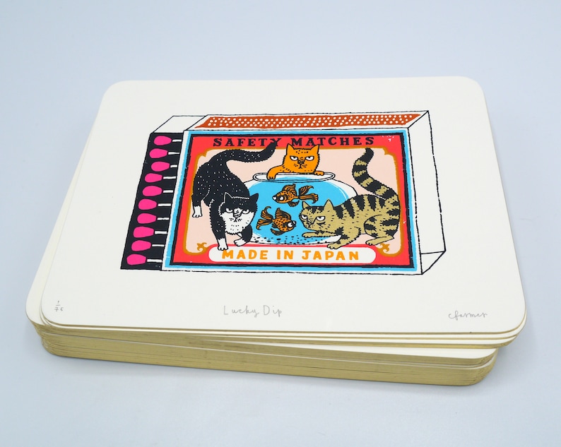 Three Cats and Two Fish Matchbox - 