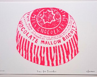 A4 Tunnocks Teacake screen print - Time for Teacakes