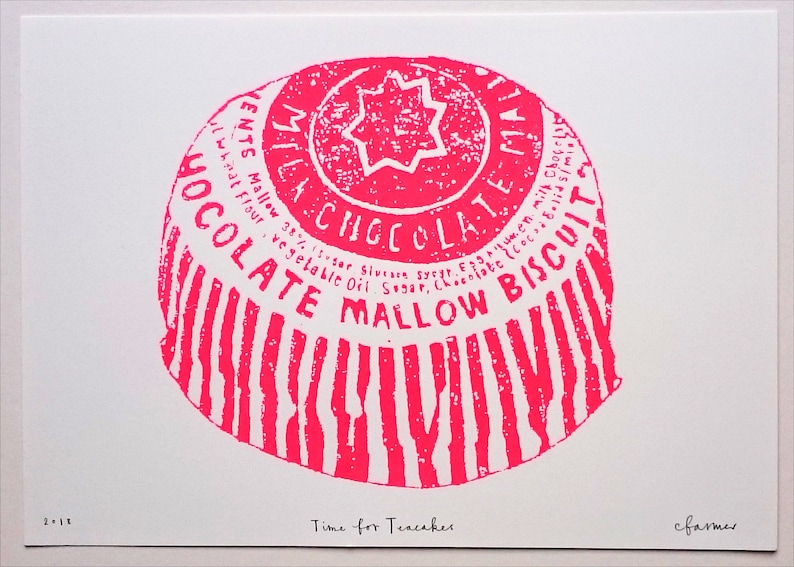 A4 Tunnocks Teacake screen print Time for Teacakes image 1