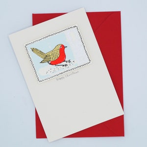 Tarjeta de Navidad con sello Robin