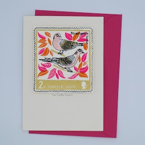 Carte faite main deux tourterelles
