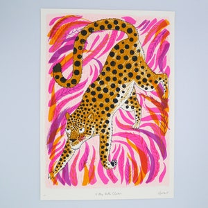 Leopard screen print Kitty with Claws image 1