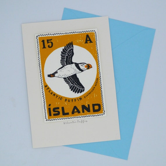 Atlantic Puffin/ Iceland stamp card