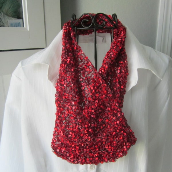 Red mobius/cowl - light and lacy