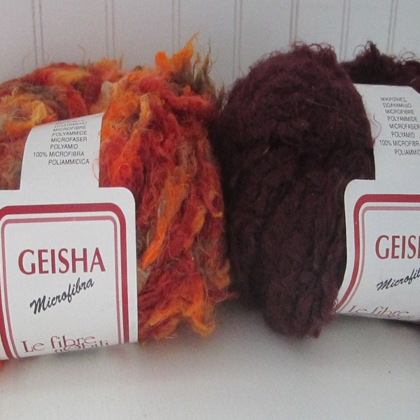 2 MORE COLORS found - Geisha yarn from Le Fibre Nobili, vintage Italian microfiber novelty, eyelash yarn