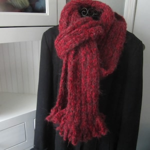 Red/black mohair mix scarf