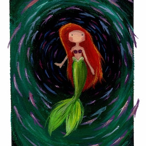 Impresión de acuarela de tornado de sirena