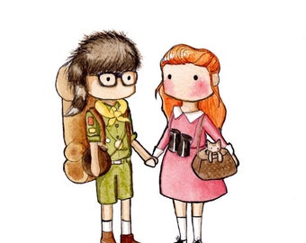 Suzy and Sam fine art Print from watercolor