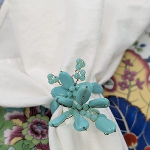 Turquoise Beaded Wire Wrapped Napkin Rings Set Of 6