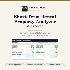 Short Term Rental Analyzer & Tracker | Airbnb STR Deal Analysis Spreadsheet | Excel and Google Sheets