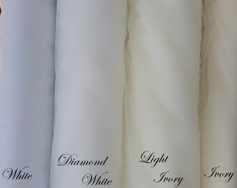 Wedding veil *TULLE SAMPLE*, white, diamond white, light ivory, and ivory, blush, champagne