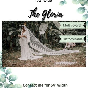 The Gloria - Mantilla style veil, fully laced, **72 in. wide** white to ivory, one tier with comb