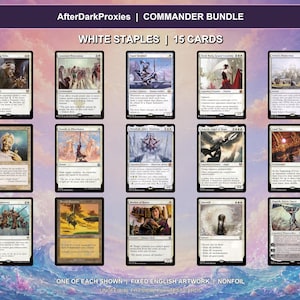 White Staples MTG Proxy Bundle - 15 English Cards - Commander EDH Upgrade Set - Tithe, Teferis Protection