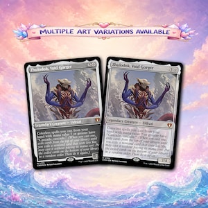 May include: Two Zhulodok, Void Gorger trading cards featuring a legendary Eldrazi creature with blue arms and a pale head. The cards display the text Multiple Art Variations Available and include detailed game rules and stats.