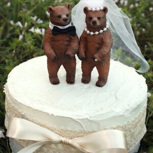 Bear wedding cake topper-bear lover-rustic wedding-bear hunter-fall-brown bear-wedding cake topper-hunting wedding-rustic wedding image 2