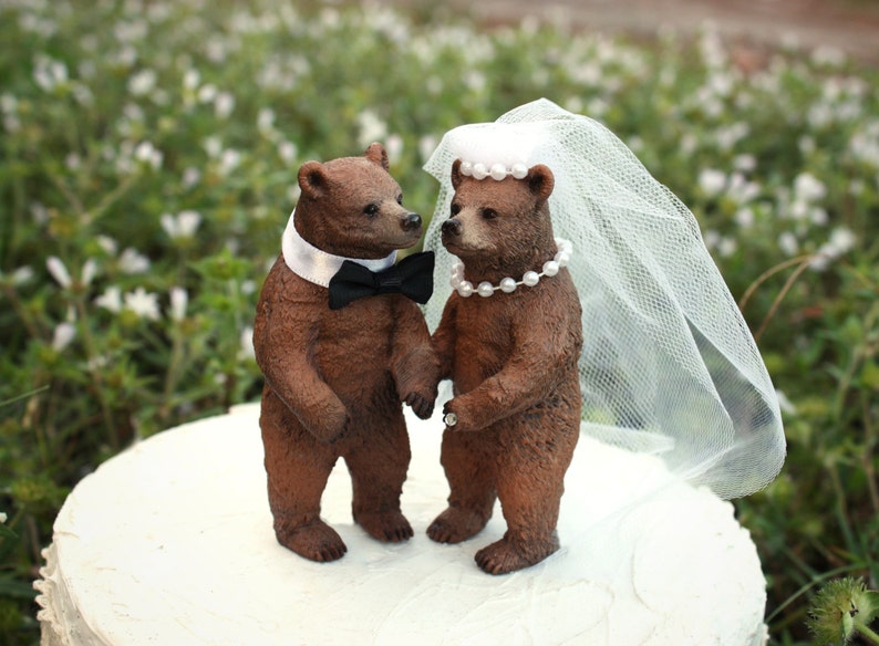 Bear wedding cake topper-bear lover-rustic wedding-bear hunter-fall-brown bear-wedding cake topper-hunting wedding-rustic wedding image 5