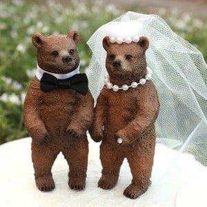 Bear wedding cake topper-bear lover-rustic wedding-bear hunter-fall-brown bear-wedding cake topper-hunting wedding-rustic wedding image 4