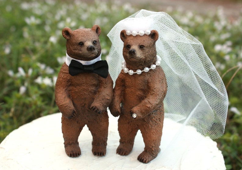 Bear wedding cake topper-bear lover-rustic wedding-bear hunter-fall-brown bear-wedding cake topper-hunting wedding-rustic wedding image 4