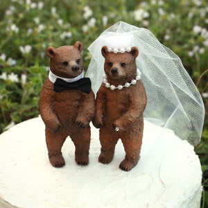 Bear wedding cake topper-bear lover-rustic wedding-bear hunter-fall-brown bear-wedding cake topper-hunting wedding-rustic wedding image 3