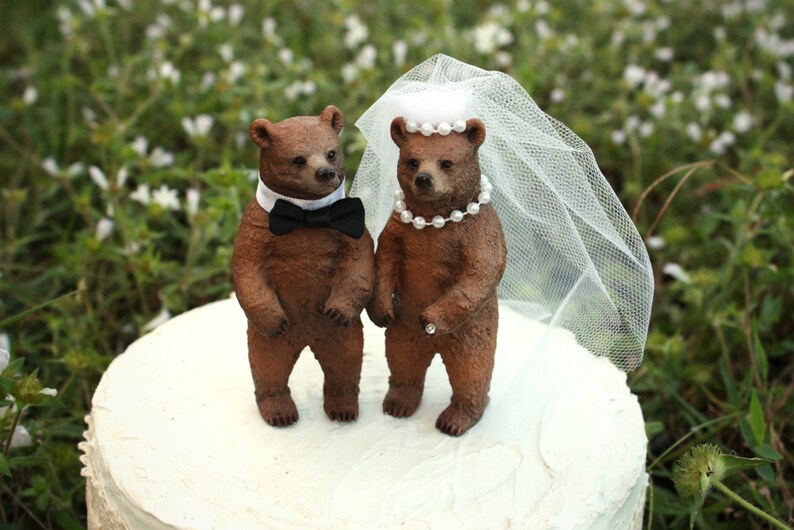 Bear wedding cake topper-bear lover-rustic wedding-bear hunter-fall-brown bear-wedding cake topper-hunting wedding-rustic wedding image 3