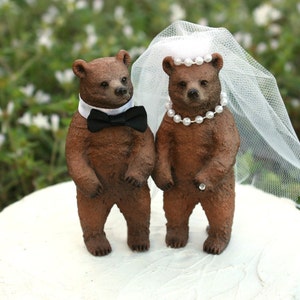 Bear wedding cake topper-bear lover-rustic wedding-bear hunter-fall-brown bear-wedding cake topper-hunting wedding-rustic wedding image 1