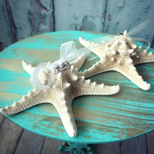 Beach-ring holder-ring bearer-starfish-destination wedding-wedding-bride-nautical-ring pillow-ring box-sea shell-groom-weddings-cake topper image 1