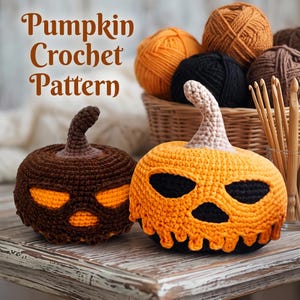 Crochet Pumpkin Pattern, Easy Beginner Crochet Pattern, Fall Autumn Decor, Halloween Thanksgiving Harvest, Amigurumi Pumpkin