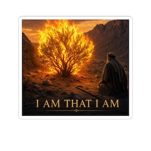Burning Bush Sticker, I AM THAT I AM Decal, Moses Bible Sticker, Exodus Vinyl Decal, Christian Faith Sticker, Kiss cut Decal