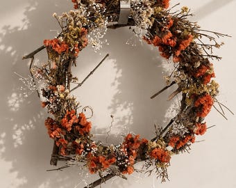 Rustic Orange Floral Wreath