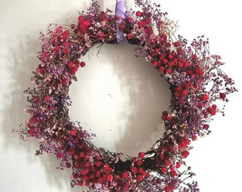 Couronne de fleurs stabilisées Ruby Blossom