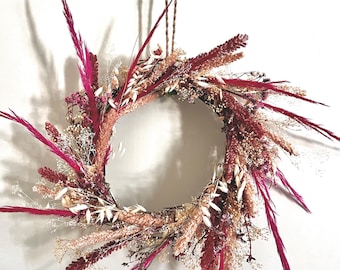 Couronne de pampa bohème bordeaux