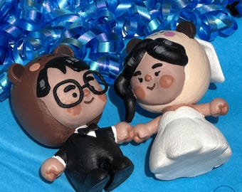 Custom Chibi Couple Figurines – 3D Printed Anniversary Sculpture - From Your Photos