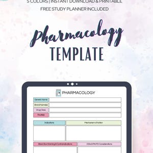 Pharmacology Drug Study Template for Nursing & Pharmacy Students | Medication Study Guide | Printable Notes | Digital Download | Editable