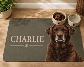 Custom Dog Food Mat with Name, Personalized Pet Feeding Mat, Waterproof Dog Bowl Mat, Minimalist Pet Placemat, Gift for Dog Lovers