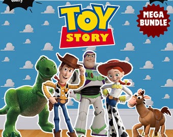 Toy Story Birthday Party Bundle, Woody Buzz Jessie Standees (Digital Download)