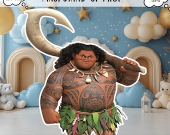 Maui Life-Size Standee, 6ft Character Cutout, Birthday Party Decor Prop (PDF PNG JPG)
