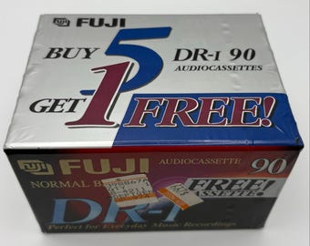 Fuji DR-I 90 Blank Audio Cassette Tapes 5+1 6 Pack Multipack Sealed Type I NOS