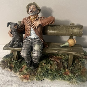 Capodimonte 陶器 置物 老人と犬と荷車 Capodimonte Man With Dog - Etsy
