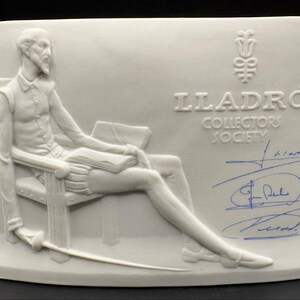 Targa vintage Lladro del 1985 raffigurante Don Chisciotte, firmata a mano dai fratelli Lladro.