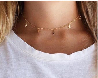 Dainty Star Choker / Gold Star Choker / Star Charm / Gold Choker Necklace