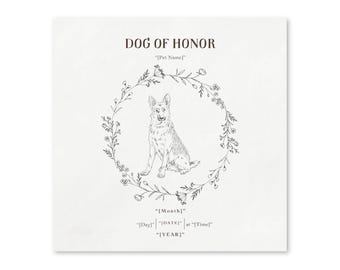 Servet Dog of Honor | Gepersonaliseerde bruiloftsdiner, bloemenkrans